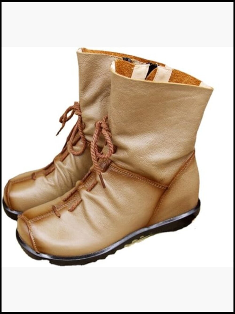 Women's Genuine Leather Casual Soft Flat Boots Renaissance Historical Handmade